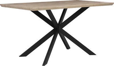 Obrázok produktu pre BELIANI Jedálenský stôl vrchná doska zo svetlého dreva 140 x 80 cm čierne kovové nohy 6-miestny obdĺžnikový tvar moderný industriálny štýl