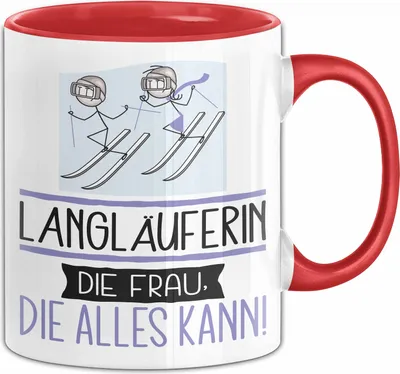 Produktbild von Langläuferin Geschenk Tasse Becher Die Frau Die Allen Kann Geschenkidee für eine Langläuferin Lustig (Rot)