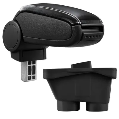 Produktbild von [pro.tec] Mittelarmlehne Passgenau für Peugeot 208 in den Baujahren ab 2012 (3- und 5- Türer) - Armauflage mit Staufach - gepolstert - schwarz Kunst-Leder mit weissen Nähten