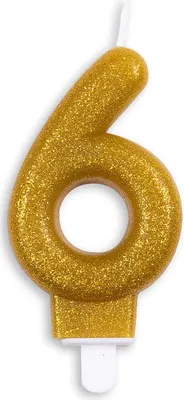 Produktbild von Glitzer Zahlenkerze in Gold 6