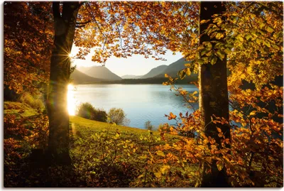 Produktbild von ARTland Leinwandbild Herbst am Sylvensteinsee Größe: 90x60 cm