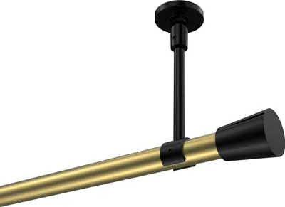 Produktbild von Interdeco Gardinenstange / Vorhangstange Messing-Optik / Schwarz, Typ Sonette Sitra (Konus) ohne Ringe, Deckenmontage, 20 mm Ø 1-läufig, 200 cm