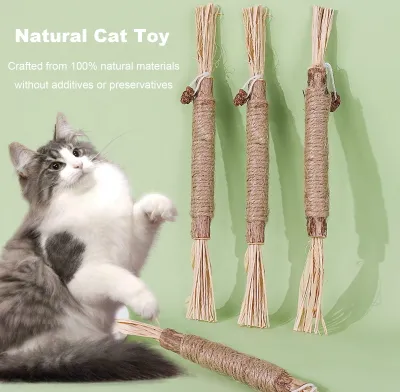 Produktbild von Kaustäbchen für Katzen, natürliche Weinreben-Stäbchen, Zahngesundheits-Backenzahn-Spielzeug, Katzenminze-Leckerli-Spielzeug, Zahnreinigungsstab für Kätzchen im Innenbereich