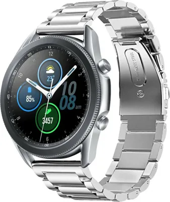 Produktbild von Strap-it Titanarmband - Kompatibel mit Samsung Galaxy Watch 3 Armband 45mm Ersatzarmband - Titanium - Hochwertiges Material - für Smartwatch 22mm Armband Silber