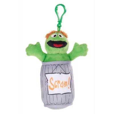 Produktbild von Oskar Plüschtier 15 cm mit Clip – weiches Kuscheltier, Plüschfigur, Spielzeug & Sammelfigur aus der Sesamstraße für Kinder
