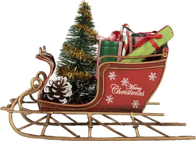Immagine prodotto di Decorazione natalizia Clayre & Eef figura slitta 17x8x12 cm metallo rosso