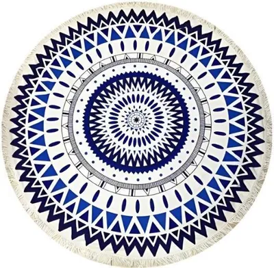 Produktbild von Strandtuch Rund aus Polyester, Mikrofaser Badetuch, Stranddecke mit Durchmesser 150 cm - CUBALINKA Mandala