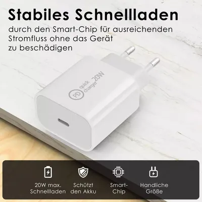 Produktbild von Schnellladegerät PD Ladegerät 20W Laden Netzteil USB Typ C Power Charger Adapter