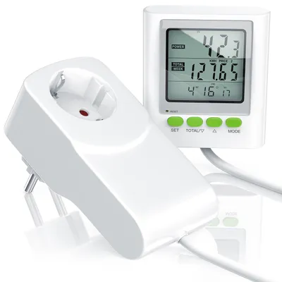 Produktbild von CSL-Computer Stromkostenmessgerät mit Kabelverlängerung und Stromkostenmonitor, Datum, Uhrzeit, Kosten, CO2-Einstellungen, 3680 W