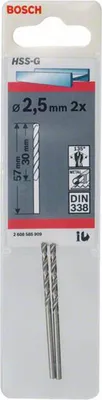 Zdjęcie produktu dla Bosch 2 608 585 909, Wiertarka, Wiertło spiralne, 2,5 mm, 57 mm, Metal, 2,5 mm