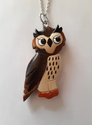 Produktbild von Kette mit Holzanhänger Eule, Ketten Modeschmuck Tiere Tier Eulen Vogel