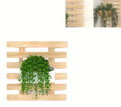 Produktbild von Holz Wandpflanzer 30 cm, natürliche Wanddeko aus Massivholz, moderner Pflanzenhalter für Innenräume, platzsparend & dekorativ