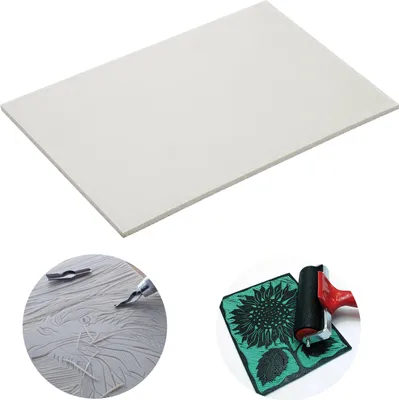 Produktbild von Linoleumfliese für Linolschnitt 1 Stück Essdee zum Basteln GRAU 15x10 cm
