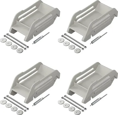 Productafbeelding van Ondersteuningsset voor caravan, 45 mm, set van 4 stuks, voor uitdraaibare steunpoten, grijs, 25,5 x 10,5 cm, steunplaten, verhoging, kunststof, staal
