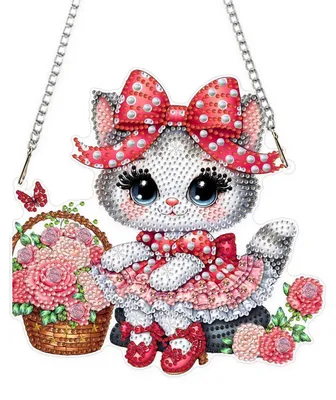 Produktbild von 5D Diamond Painting Fensterbilder Kätzchen & Rosen, Beidseitig Hängend, DIY Anhänger 20x20cm