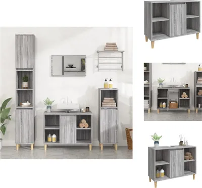 Produktbild von vidaXL Waschbeckenunterschrank Grau Sonoma 80x33x60 cm Holzwerkstoff -  Badezimmerwaschtische