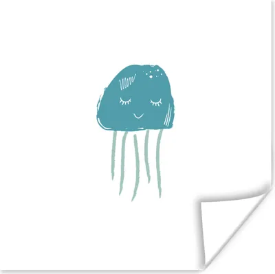 Produktbild von MuchoWow® Poster Pastell - Qualle - Illustration 100x100 cm - Babyzimmer