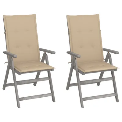 Produktbild von Verstellbare Gartenstühle 2 Stk. mit Auflagen Massivholz Akazie