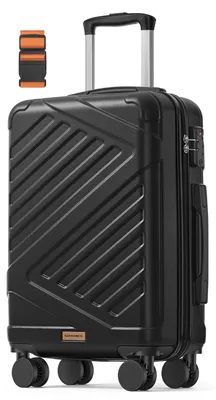 Produktbild von SONGMICS Koffer, Hartschalenkoffer mit TSA-Schloss und Koffergurt, Handgepäck, M, 55 cm, für Urlaub, 4 Rollen, schwarz