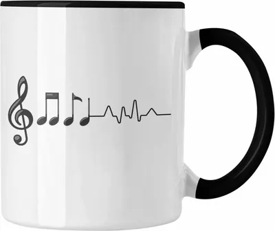 Produktbild von Trendation - Musiker Tasse  Herzschlag Geschenk Musik-Lehrer Musik-Lehererin Geschenkidee Musik Fan Geschenke Spruch (Schwarz)