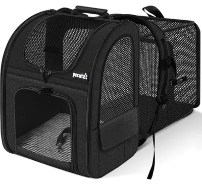 Produktbild von Haustier Rucksack erweiterbar für Hund und Katze, faltbar, schwarz, bis 6kg
