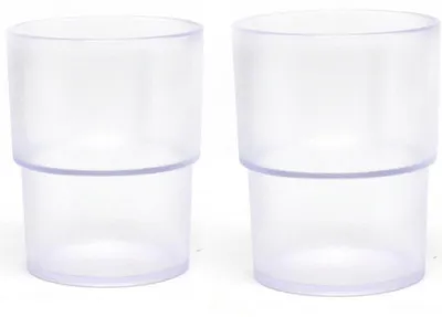Image de 2 gobelets à dents mats, 225 ml, en verre borosilicaté transparent, empilables