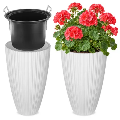 Productafbeelding van KADAX Bloempot, 30 cm, met binneninzetstuk, bloemenstandaard, kunststof, wit