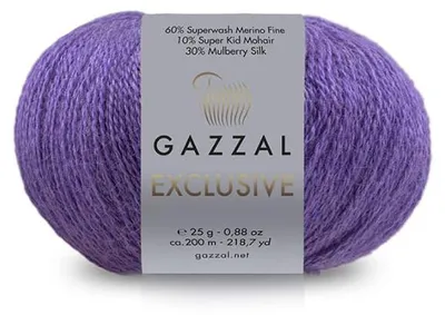 Produktbild von Gazzal Exclusive Lace-Garn 9942 Violett – Merino/Seide/Mohair, 25g/200m