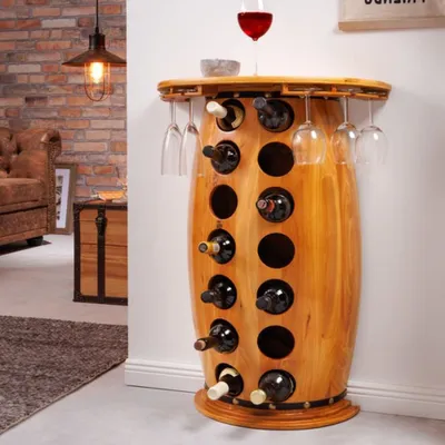 Produktbild von Flaschenregal BOTELLA 84cm natur Weinfass Pienienholz