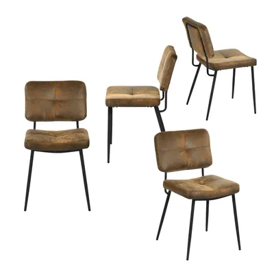 Image de Meubles Cosy : lot de 4 chaises de salle à manger de style industriel en simili-cuir – KAROMI