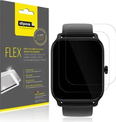 Produktbild von 2x Schutzfolie für IFMDA 1.8 Zoll Smartwatch Folie, 100% Displayabdeckung, dipos Flex