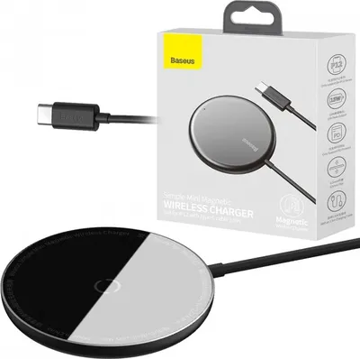 Image de Baseus mini chargeur magnétique sans fil Qi 15W Chargeur de téléphone portable compatible avec les smartphones (MagSafe compatible avec iPhone) Noir