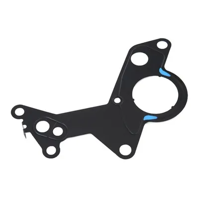 A black gasket with blue accents, isolated on a white background.