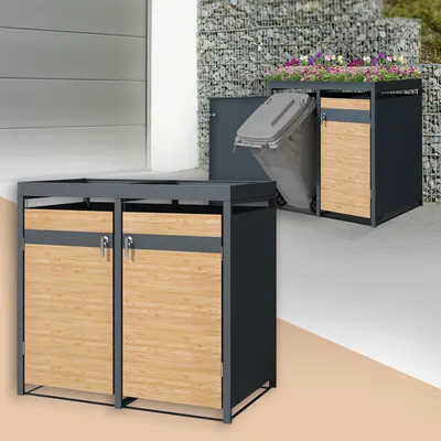 Obrázek produktu pro ML-Design box na odpadky se stříškou na květináč pro 2 koše 240L 132x80x124 cm ocelový