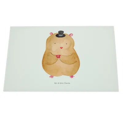 Produktbild von Mr. & Mrs. Panda Frühstücksbrett Hamster Hut - Weiß - Geschenk, Schneidebrett, Lustige Sprüche, Servierplatte, Zauberer, Zylinder, Vesperplatte, Zwerghamster, Großes