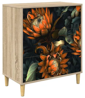 Productafbeelding van vidaXL Kommode LOCHEM, oranjemotief, 66 x 36,5 x 75 cm, houtvezel