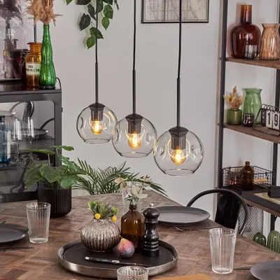 Produktbild von Villamare Pendellampe aus Metall/Glas in Schwarz/Klar