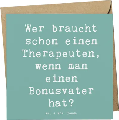 Produktbild von Mr. & Mrs. Panda Klappkarte Spruch Bonusvater Liebe - Meeresbrise - Geschenk, Familienberatung, Glückwunschkarte, Freude, Patchworkfamilie, faltkarte, Grußkarte, Lächeln