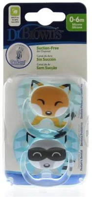Productafbeelding van Dr Brown's Fopspeen prevent animal faces F1 blauw (2 stuks)