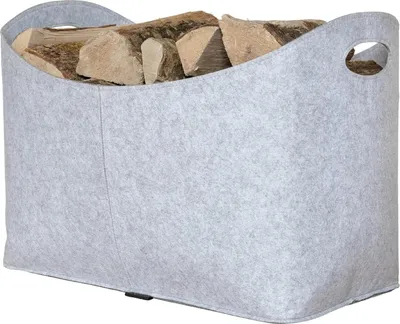 Image de Rangement pour bois de cheminée - stockage du bois Sac gris pour bois de cheminée en feutre - dimensions 54 x 30 x 39 cm