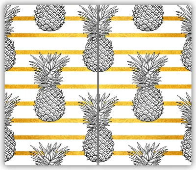 Produktbild von Tulup Glas-Herdabdeckplatte - 2x30x52cm - Glaskeramikkochfeld-Abdeckung Spritzschutz Zweiteilig Ananas Streifen