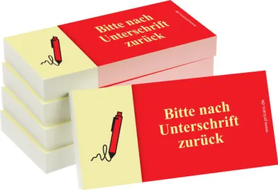 Productafbeelding van PRICARO Plaknotities "Na ondertekening teruggeven", rood, 100 vel per stuk, 5 stuks
