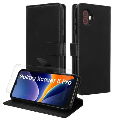 Produktbild von kwmobile Kunstleder Handyhülle kompatibel mit Samsung Galaxy Xcover6 Pro Hülle - Brieftaschen Schutzhülle aus Kunstleder mit Displayschutz und