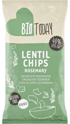 Produktbild von BioToday  Linsen Chips mit Rosmarin, 75 g – Veganer, knuspriger Snack