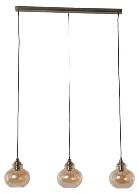 Produktbild von Lindby Pendelleuchte Tymoni, 3-flg., amber, Glas, Ø 20 cm