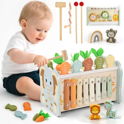 Obrázok produktu pre Omgoods – Drevená hračka Montessori 6 v 1 pre deti, učebné pomôcky na rozvoj motorických schopností