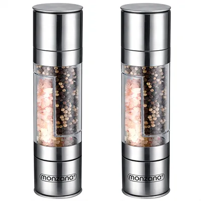 Immagine prodotto di Monzana MacinaPepe 2in1 Set 2 Macinino Macinaspezie Aromi Peperoncino Acciaio Inox Senza BPA