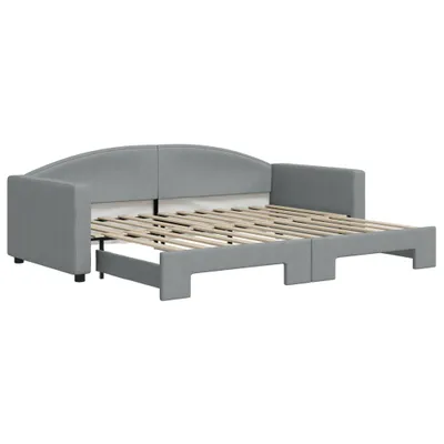 Zdjęcie produktu dla vidaXL Łóżko dzienne rozkładane jasnoszare 90x200 cm tkanina