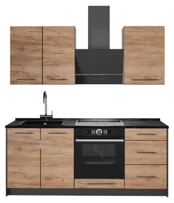 Produktbild von Singleküche Vicco Fame-Line Goldkraft Eiche/Weiß 190 cm ohne Arbeitsplatte, Model 64934