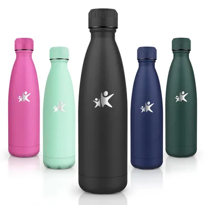 Produktbild von Edelstahl-Trinkflasche, 500 ml, doppelwandig, BPA-frei, auslaufsicher, schwarz